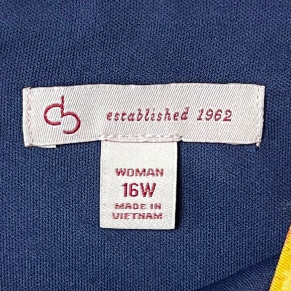 Dress 16W Dress Barn Navy Sleeveless Floral Striped Pockets Back Keyhole EUC - Picture 3 of 12